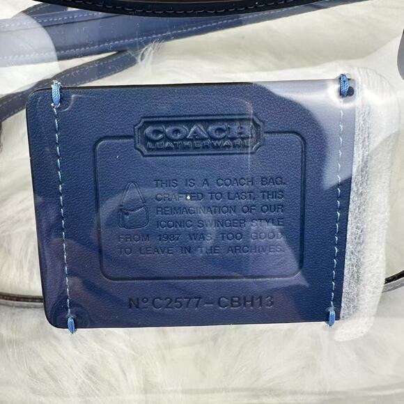 Coach Stadium Swinger Bag In Clear PVC with Dust Bag CBH13 Silver/True Blue NWT - Picture 4 of 13